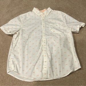 Men’s Original Penguin Button Down Shortsleeved Shirt with Sunrise Size Large